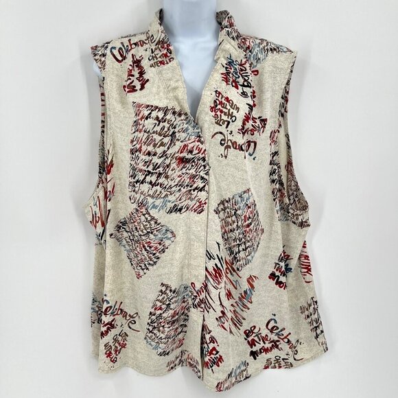 Nic + Zoe Scattered Letters Tank Graffiti Positive Affirmations Sleeveless 3X - Picture 2 of 10